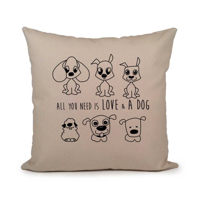 All You Need Is Love & A Dog Pillow, Pet Dog Lover Gift, Present, Housewarming Gift, Quote Pillow, Gift For Owner - image 1