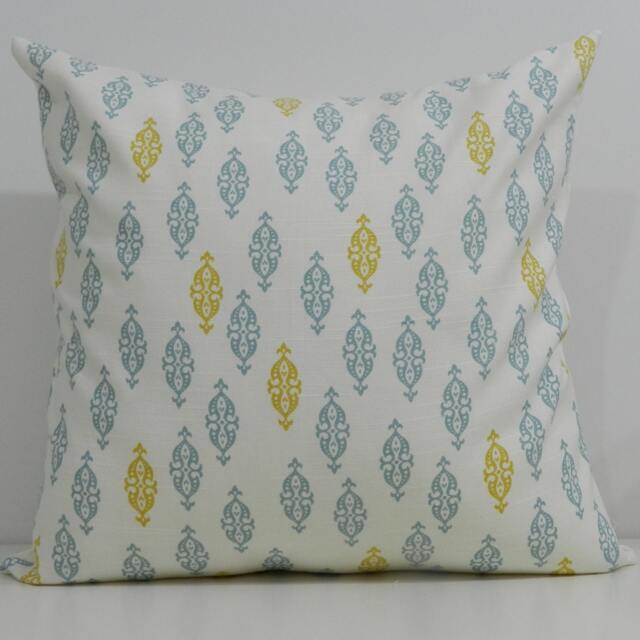 New 18x18 Inch Designer Handmade Pillow Cases. Blue/Green, Gold, & White