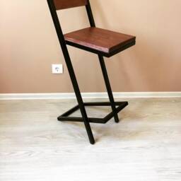 Bar Stool Wood, Iron, Solid, Custom, Walnut, Rustic, Industrial, Vintage, Dining Wood Stool, Height - thumbnail 3