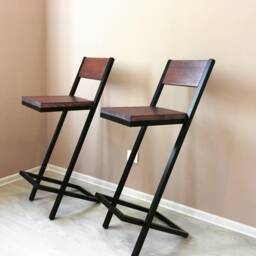 Bar Stool Wood, Iron, Solid, Custom, Walnut, Rustic, Industrial, Vintage, Dining Wood Stool, Height - thumbnail 2