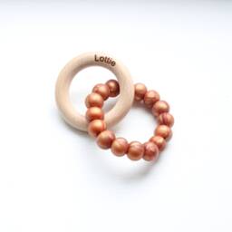 Personalised Baby Toy Engraved Wooden Ring, Silicone Ring - thumbnail 4