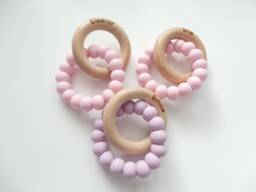 Personalised Baby Toy Engraved Wooden Ring, Silicone Ring - thumbnail 1