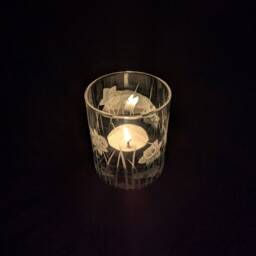 Daffodil Tealight Holder - Hand Engraved Candle Floral Glass Flower Art Personalised Keepsake Lover - thumbnail 3
