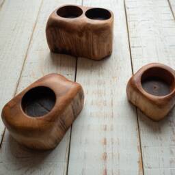 Handcrafted Wooden Tealight Candle Holders, Solid Oak Hardwood, Unique Rustic Decoration, Natural Hardwood - thumbnail 4