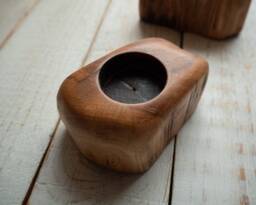 Handcrafted Wooden Tealight Candle Holders, Solid Oak Hardwood, Unique Rustic Decoration, Natural Hardwood
