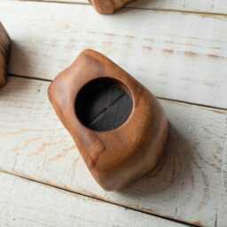 Handcrafted Wooden Tealight Candle Holders, Solid Oak Hardwood, Unique Rustic Decoration, Natural Hardwood - thumbnail 2