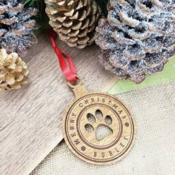 Dog Paw Ornament, Christmas Custom Pet Wood - thumbnail 2