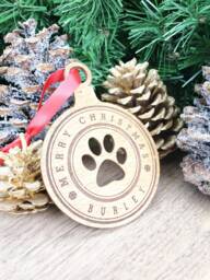 Dog Paw Ornament, Christmas Custom Pet Wood - thumbnail 1