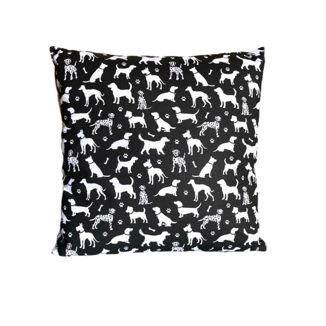 942. Black & White Dog, 100% Cotton Cushion Cover, Various Sizes - image 1