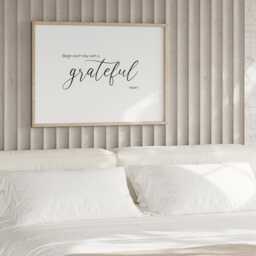 Begin Each Day With A Grateful Heart - Landscape Quote Print Inspirational Wall Art Mindful Home Typography Poster Unframed - thumbnail 2