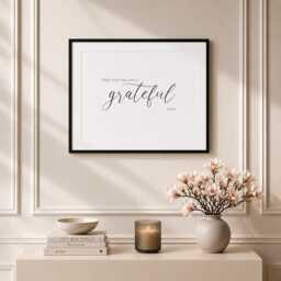 Begin Each Day With A Grateful Heart - Landscape Quote Print Inspirational Wall Art Mindful Home Typography Poster Unframed - thumbnail 3
