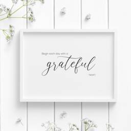 Begin Each Day With A Grateful Heart - Landscape Quote Print Inspirational Wall Art Mindful Home Typography Poster Unframed - thumbnail 1