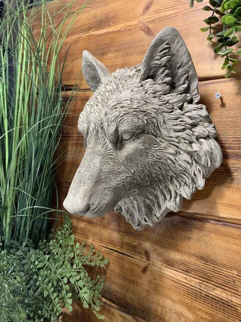 stone Garden Large Natural Detailed Wolf Head Wall Hanging Plaque Ornament - image 1
