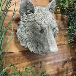 stone Garden Large Natural Detailed Wolf Head Wall Hanging Plaque Ornament - thumbnail 3