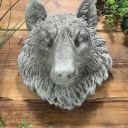 stone Garden Large Natural Detailed Wolf Head Wall Hanging Plaque Ornament - thumbnail 2