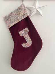 Handmade Personalised Burgundy Velvet Christmas Stocking - thumbnail 1