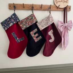 Handmade Personalised Burgundy Velvet Christmas Stocking - thumbnail 3