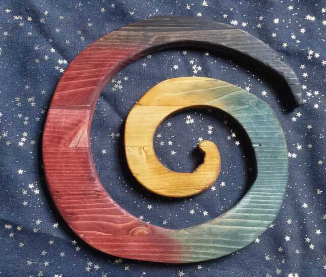 Hanging Spiral Wood Sculpture - Handmade Art Organic Home Decor Rustic Boho Gift - image 1