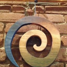Hanging Spiral Wood Sculpture - Handmade Art Organic Home Decor Rustic Boho Gift - thumbnail 3