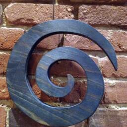 Hanging Spiral Wood Sculpture - Handmade Art Organic Home Decor Rustic Boho Gift - thumbnail 4
