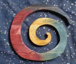Hanging Spiral Wood Sculpture - Handmade Art Organic Home Decor Rustic Boho Gift - thumbnail 1