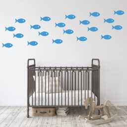 School Of Fish Wall Decor Stickers, Underwater Marine Life Vinyl Decal, Ocean Nautical Bathroom Art Mural, Removable Under The Sea Prints - thumbnail 2