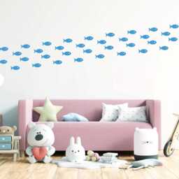 School Of Fish Wall Decor Stickers, Underwater Marine Life Vinyl Decal, Ocean Nautical Bathroom Art Mural, Removable Under The Sea Prints - thumbnail 3