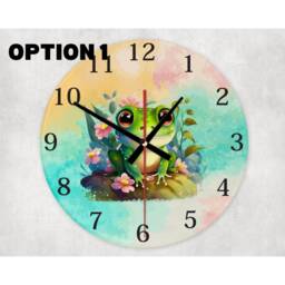 Happy Frog Glass Wall Clock Pastel Floral Decor - thumbnail 2