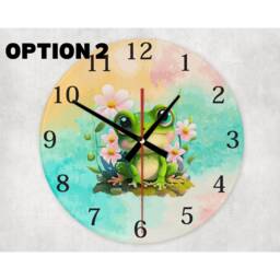 Happy Frog Glass Wall Clock Pastel Floral Decor - thumbnail 3