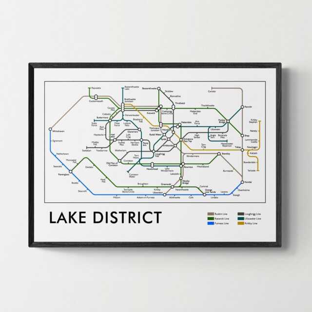Lake District Tube Map Print, Underground Street Wall Art Gifts - image 1