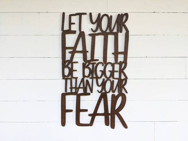 Faith Over Fear Wood Wall Sign Inspirational Home Decor - image 1