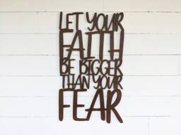 Faith Over Fear Wood Wall Sign Inspirational Home Decor - thumbnail 1
