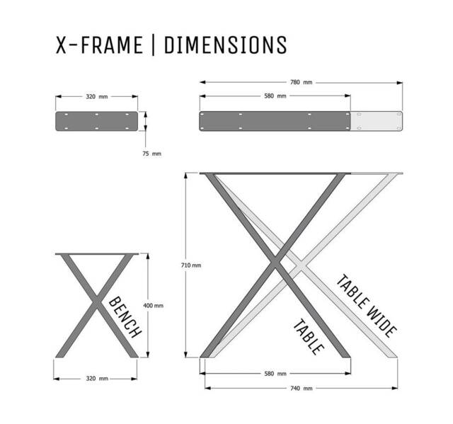 Industrial Steel Table Legs X Frame, Heavy-Duty Metal, Diy For Dining Table, Desk, Coffee Bench - Set Of 2 - image 1