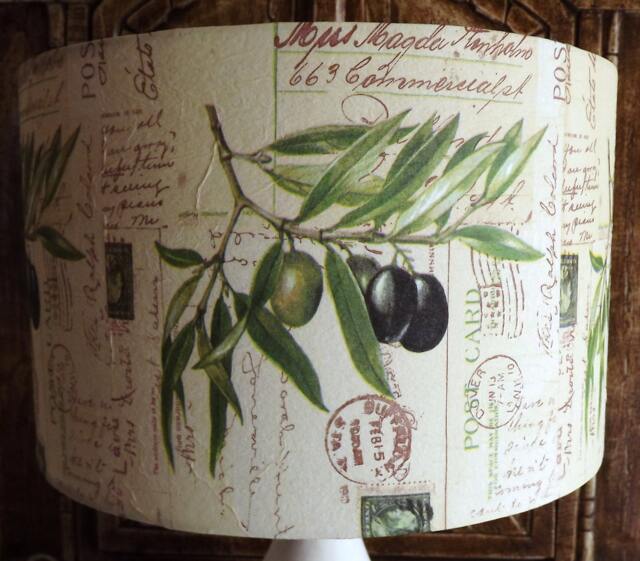 Shabby Chic Lamp Shade Carte Postal Olives Lightshade Fatta Da Mamma Free Gift - image 1