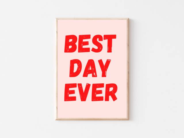 Best Day Ever - Colourful Retro Print Bedroom Nursery Playroom D??cor Inspo Quote - image 1