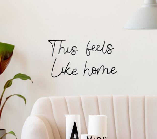 This Feels Like Home Sign Wire Words, Living Room Decor Wall Art, Family Housewarming Gifts, Quote Art Hangings - image 1