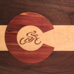 Colorado Flag Wall Art With Bike Inlay. Walnut, Maple & Cedar - thumbnail 2