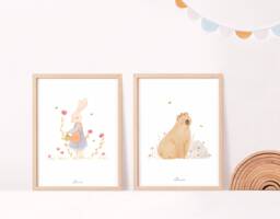 Poster Poster Rabbit Flower, Watercolor Baby Room - thumbnail 1