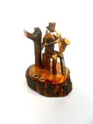 Natural Wood Carving Sculpture Saxophone Player Handmade Feclaimed Rustic Eco-Friendly Pencil Pen Holder Art Gift - thumbnail 1