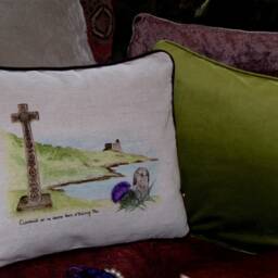 Handmade Cushion Using Our Own Artwork, Backed With Velvet - thumbnail 4