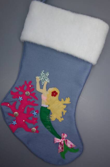 "Mermaid Personalized Christmas Stocking""Sea-Sons Greetings" - image 1