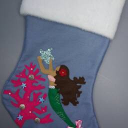 "Mermaid Personalized Christmas Stocking""Sea-Sons Greetings" - thumbnail 2