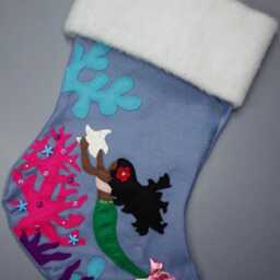 "Mermaid Personalized Christmas Stocking""Sea-Sons Greetings" - thumbnail 3