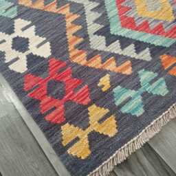 Handmade Afghan Kilim Rug, Multicolour Artisan Persian Turkish Flatweave, Natural Wool, 155x102 cm - thumbnail 2