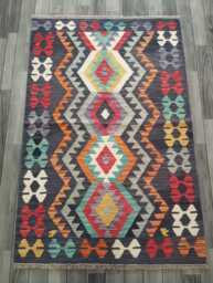 Handmade Afghan Kilim Rug, Multicolour Artisan Persian Turkish Flatweave, Natural Wool, 155x102 cm - thumbnail 1