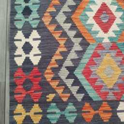 Handmade Afghan Kilim Rug, Multicolour Artisan Persian Turkish Flatweave, Natural Wool, 155x102 cm - thumbnail 4