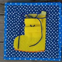 Boot Page For Custom Built Quiet Book By Tomtoy, Snaps-Lace & Tie Activities, Busy Book Pages, Self Dressing Skills, 20x20cm, Single - thumbnail 4
