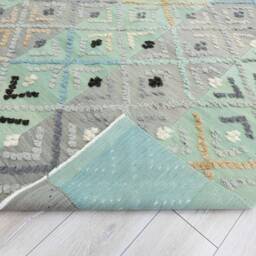 Vintage Anatolian Kilim Rug, Bohemian Wool Ponpon Area Rug 6.2 X 9 Ft - thumbnail 4