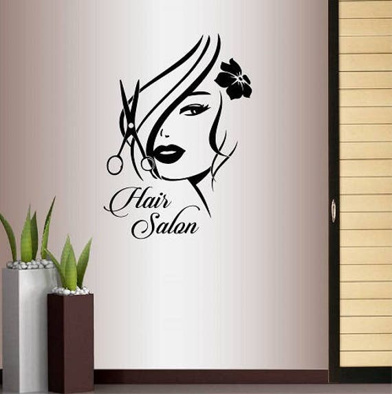 In-Style Decals Wall Vinyl Decal Home Decor Art Sticker Hair Salon Logo Girl With Stylish Scissors Haircut Dresser Design 1754 - image 1