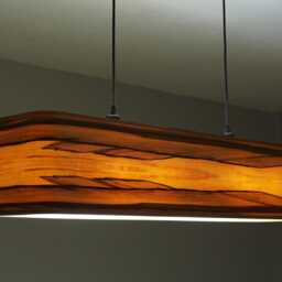 Handmade Red Gum Veneer Chandelier, Modern Linear Pendant Light - thumbnail 2
